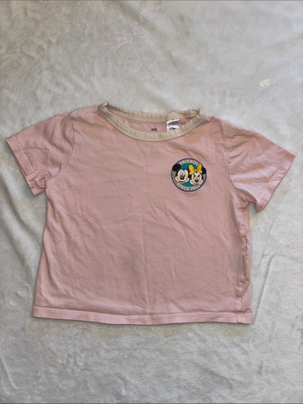 H&M Light Pink Disney Mickey & Friends Patch Tee